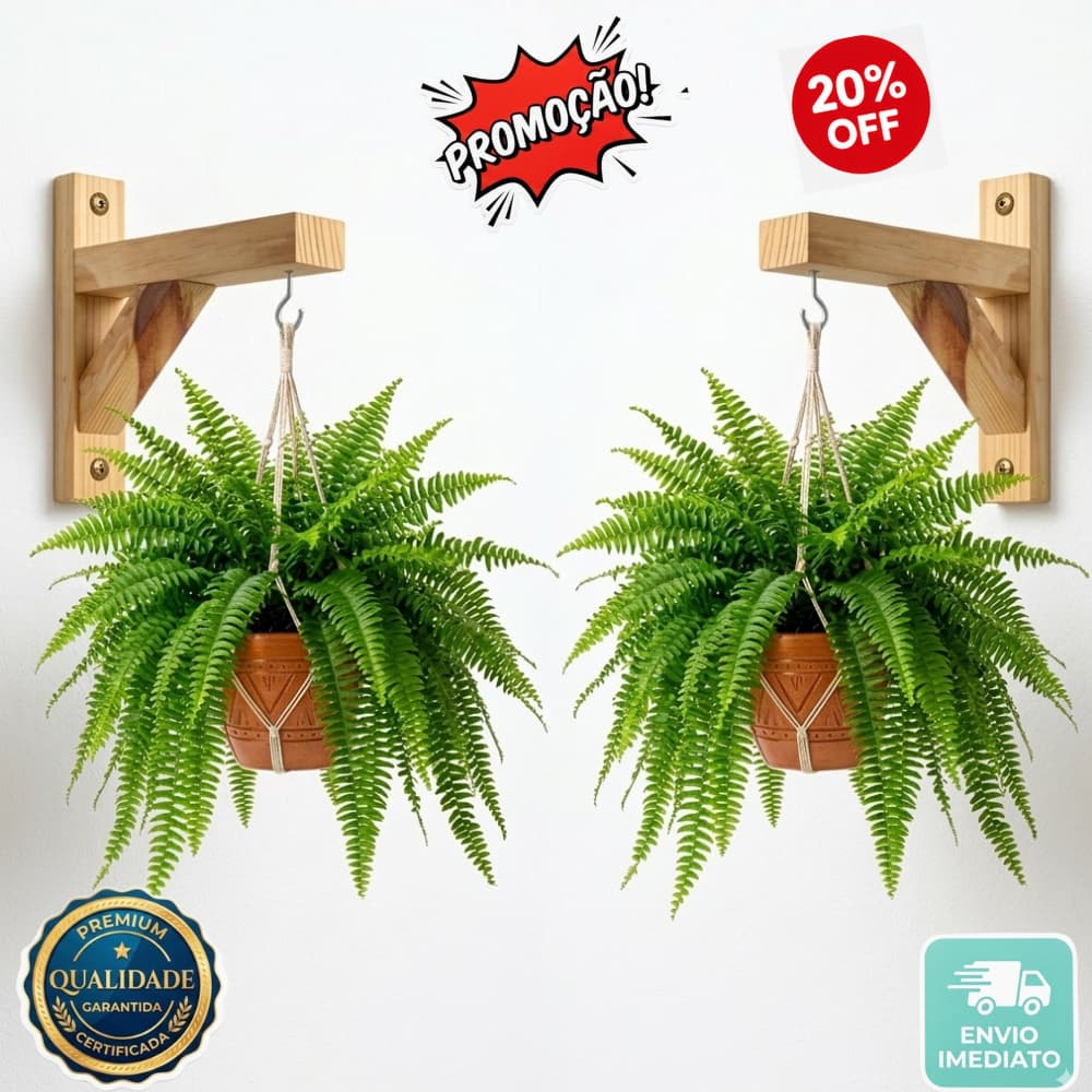 Suporte Mão francesa 20x20 Reforçada para vaso de plantas e prateleira em madeira pinus