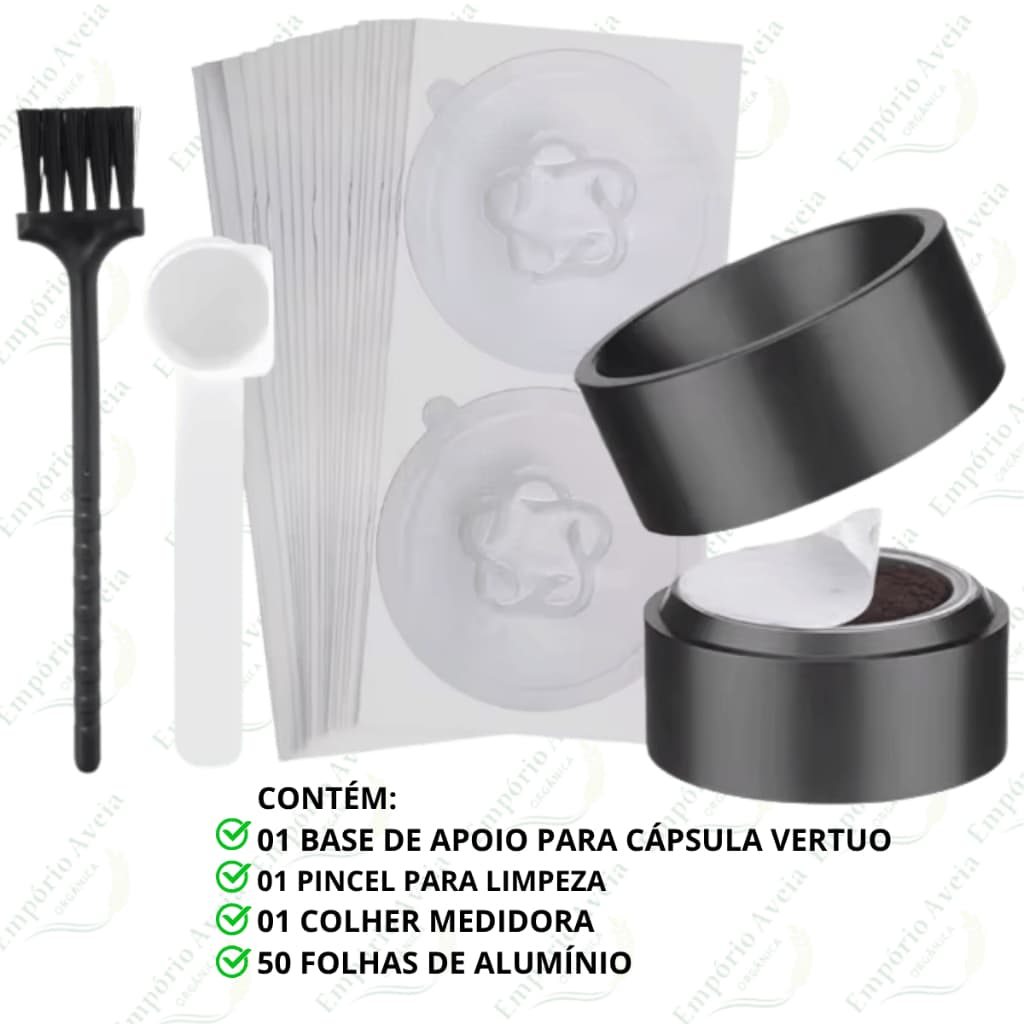50 Selos para Cápsulas Recarregáveis Nespresso Vertuo + Base de Apoio Cápsula Vertuo