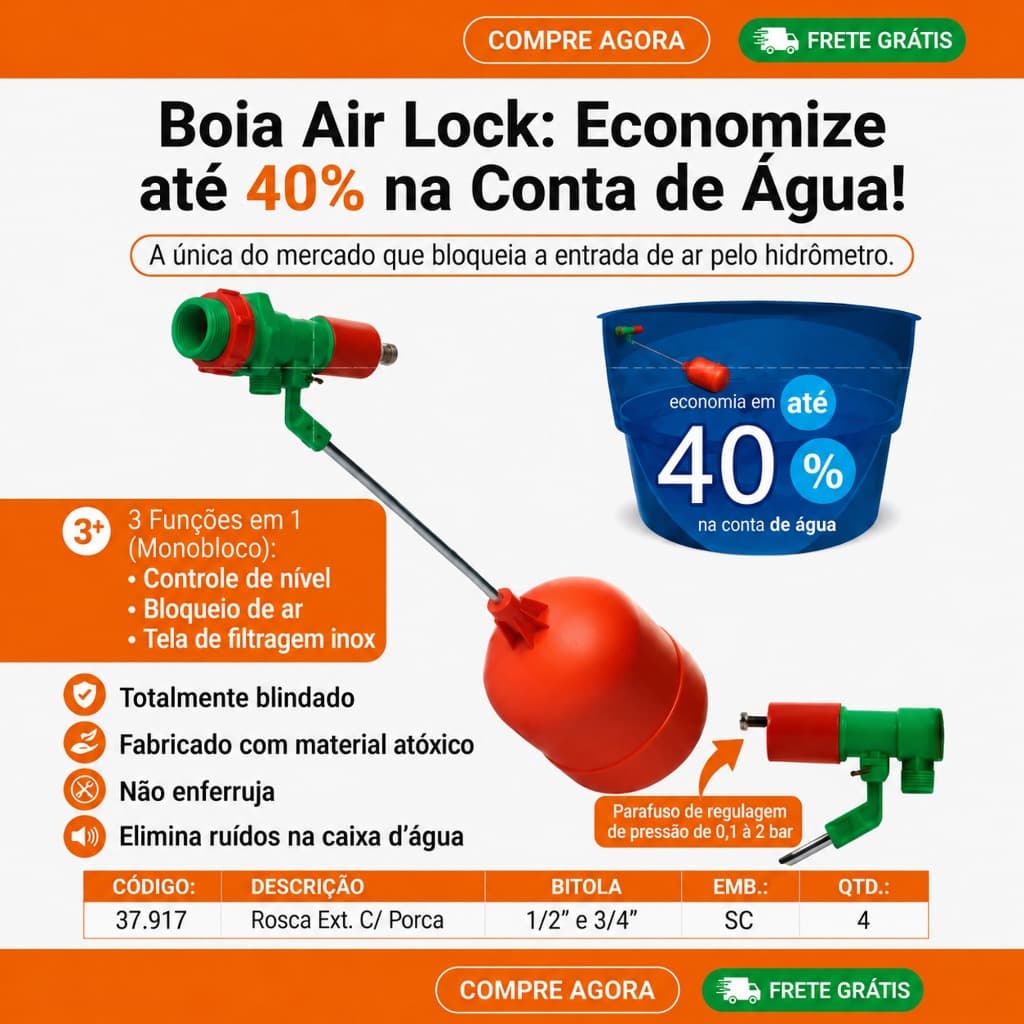 Torneira Bóia Air Lock com Válvula Bloqueador de Ar Hidrômetro 1 2 e 3 4 25mm Eliminador de Ar PVC  Registro Água
