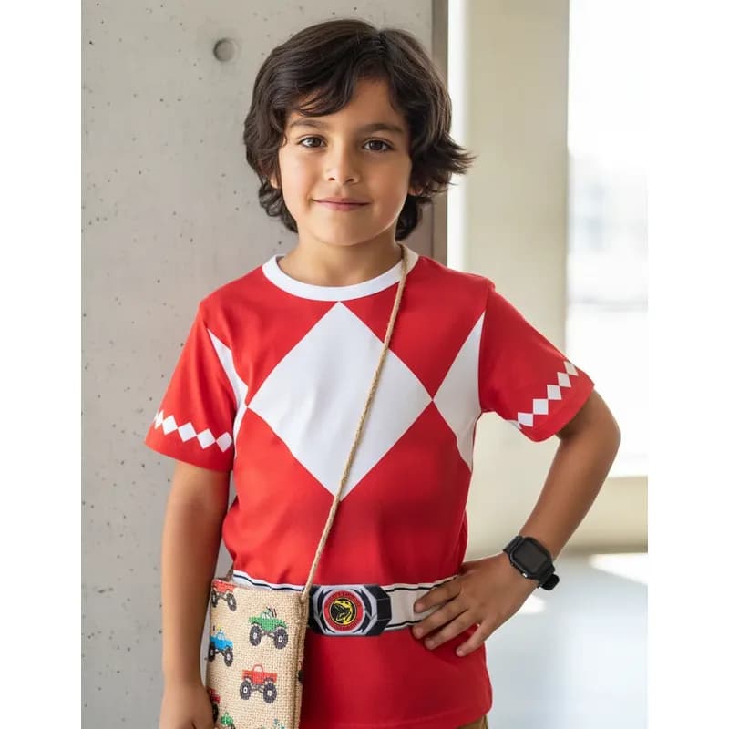 Camiseta Power Infantil Rangers Traje Serie Uniforme Camisa Cosplay Geek  Tecido Premium 2 a 14 Anos