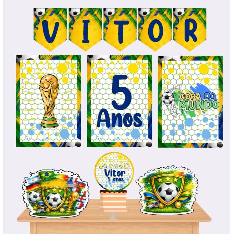 Kit Só Bolinho Copa Brasil Kit festa Copa de Futebol