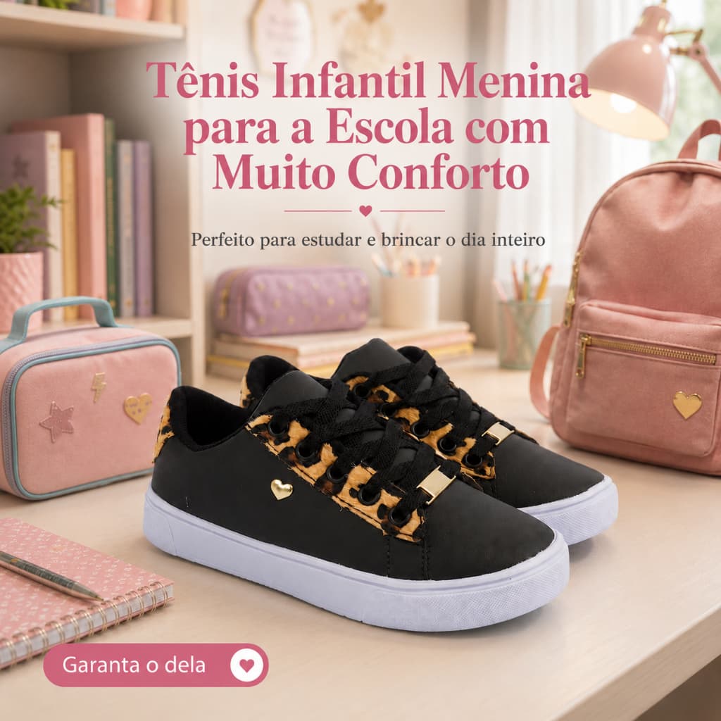 Tenis Infantil Casual Menina | Perfeito Para Estudar e Brincar, Confortável e Estiloso | GARANTA JÁ!