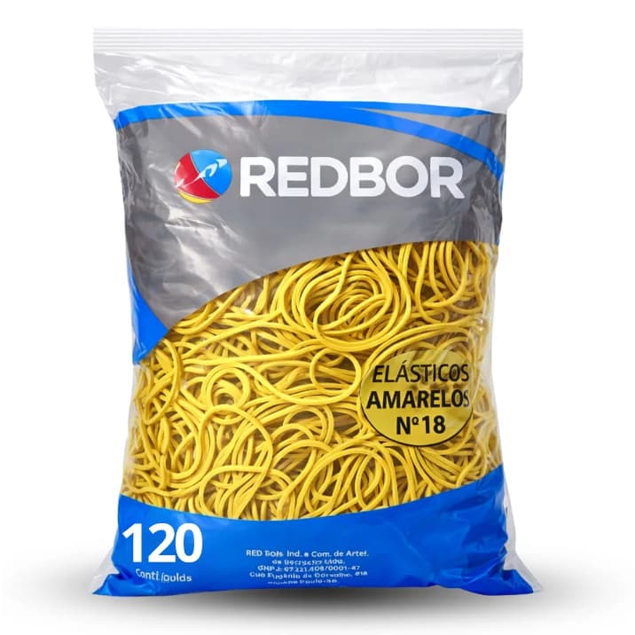 Elástico Amarelo Liguinha Para Dinheiro - 120 Ligas Tamanho 18 / Red Bor Látex