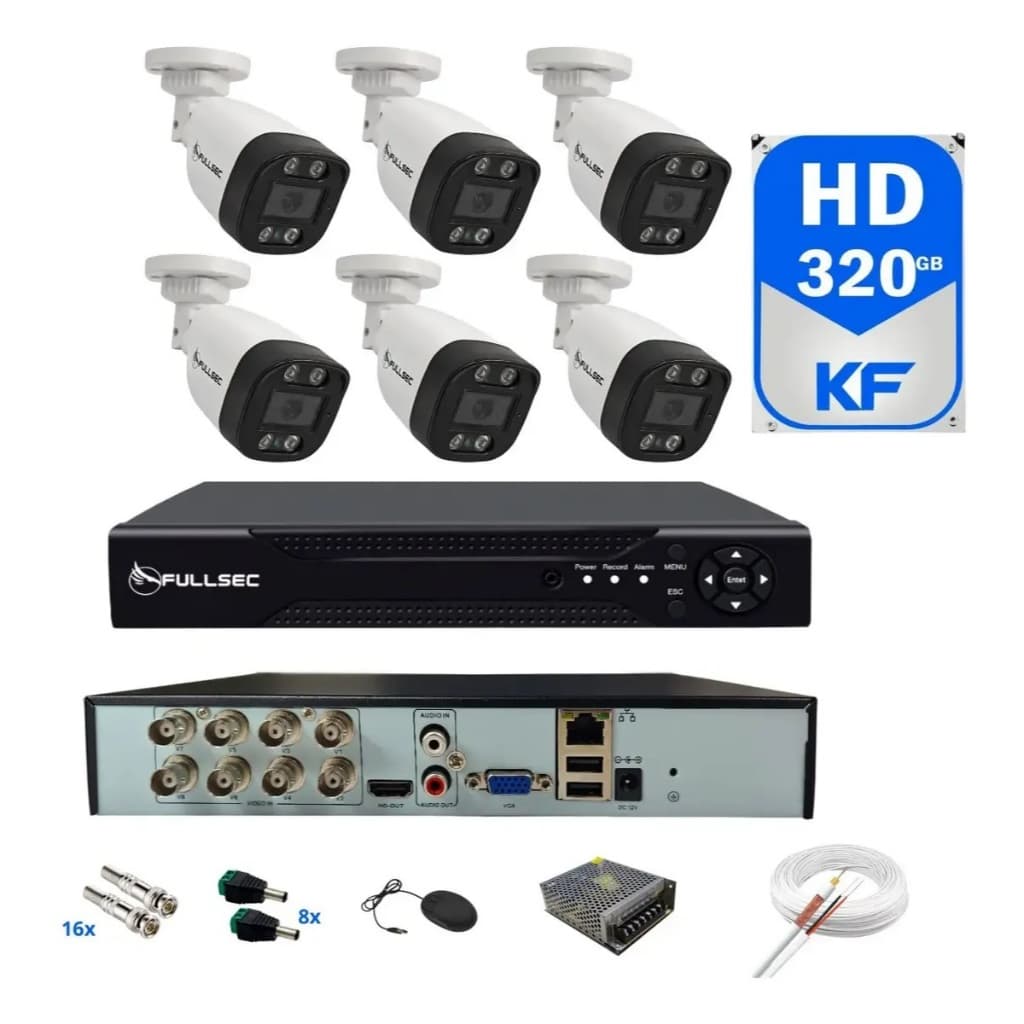 Kit Cftv 6 Câmeras Bullet Infra Dvr 8 Canais Com Hd