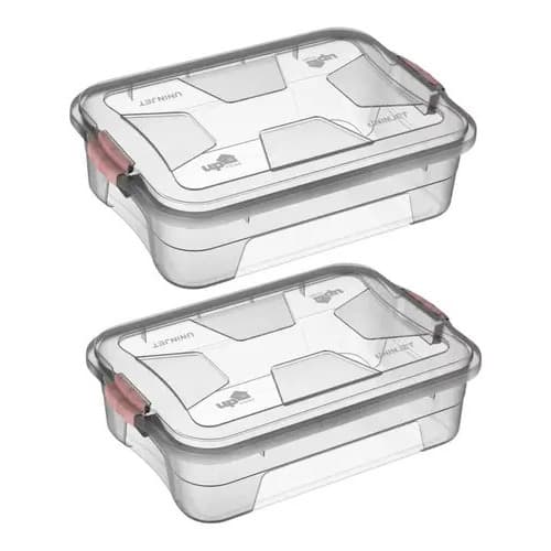 Kit Cesto Caixa Organizadora 10 Litros Transparente Multiuso C/ Tampa Empilhavel