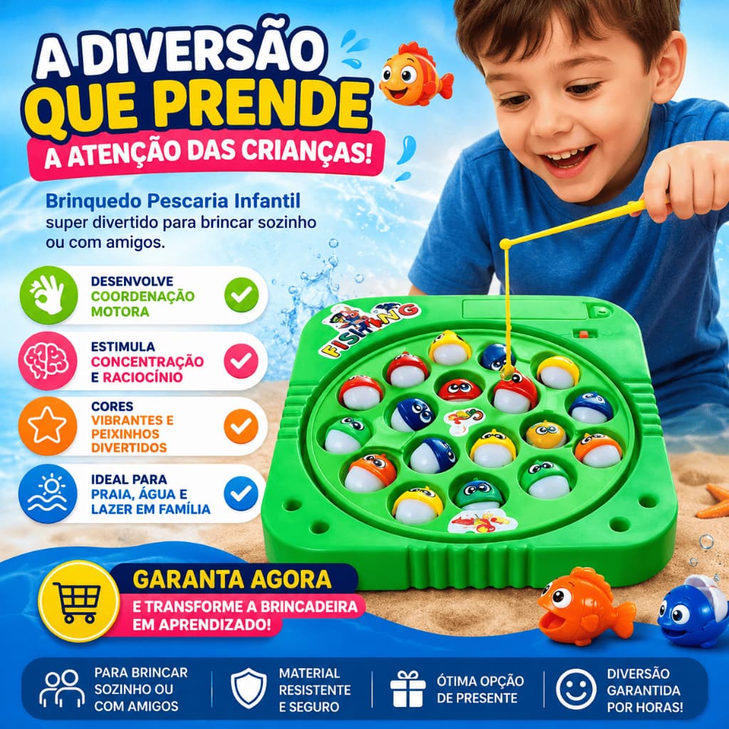 Brinquedo Pescaria Pega Peixe Infantil Divertido Sortido Educativo Criativo Lazer Praia Água