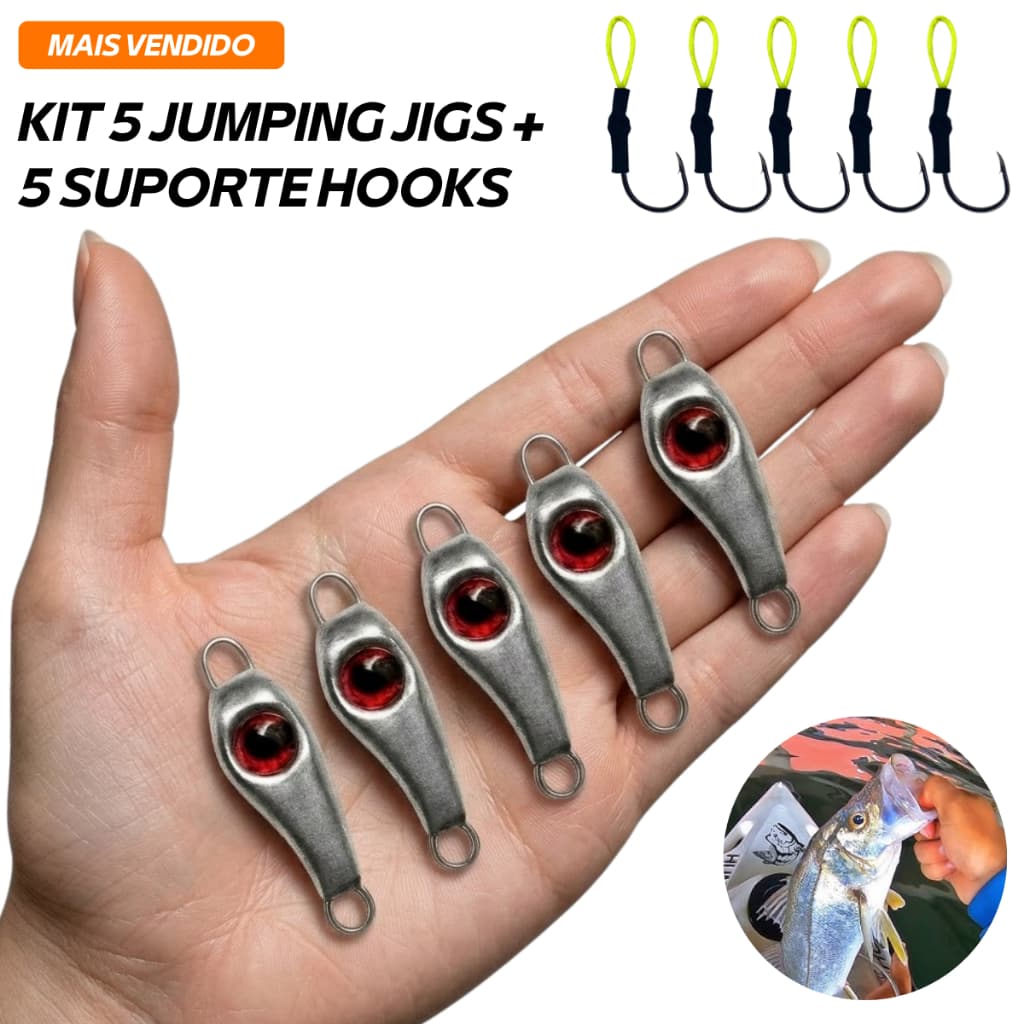 Micro Jumping Jig Pesca Isca Artificial SEM PINTURA Pindoca Chumbo + Suporte Hook Anzol Kit 5
