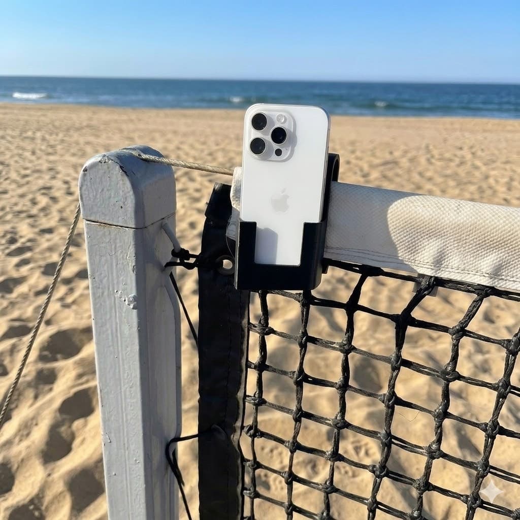 Suporte Duplo Celular para Rede Beach Tennis Futevôlei Vôlei Tênis Filmar Jogos e Treinos Reforçado