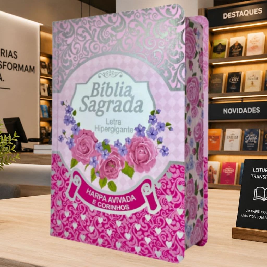Bíblia Feminina | Letra Hipergigante | Harpa & Corinhos | Pink Laminada