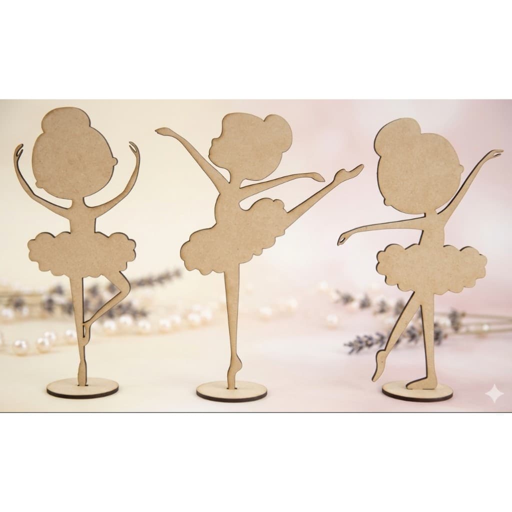 Kit Bailarinas em MDF Cru 25cm – Silhueta de Luxo para Pintura, Personalizados e Artesanato de Festa
