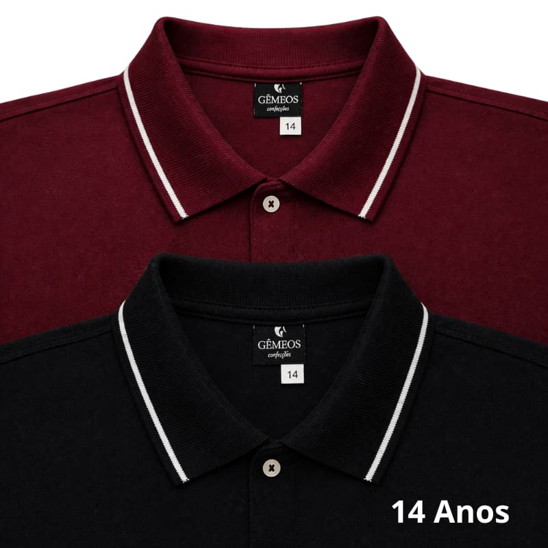 Kit 2 camisa Gola Polo Infantil  13 a14 Anos 100% Algodão
