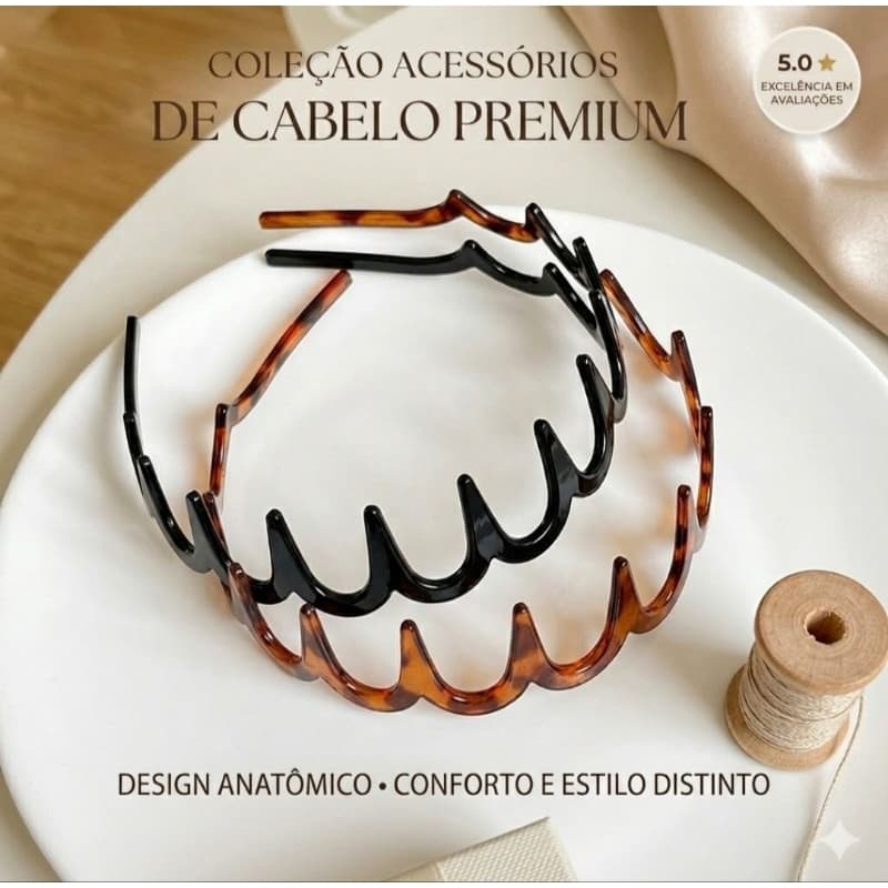Tiara de cabelo plástico- Design Retrô e Confortável
