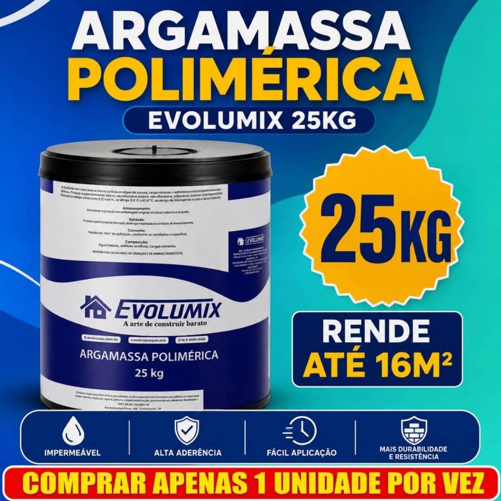 Argamassa Polimérica 25kg Pronta Para Assentamento De Blocos e Tijolos