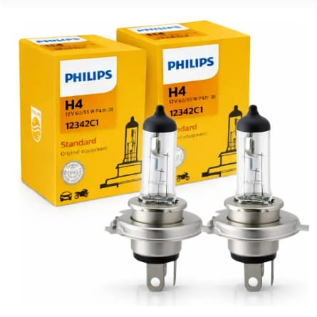 Lâmpadas Farol Baixo E Alto H4 Philips Halogena 12v 35/35W