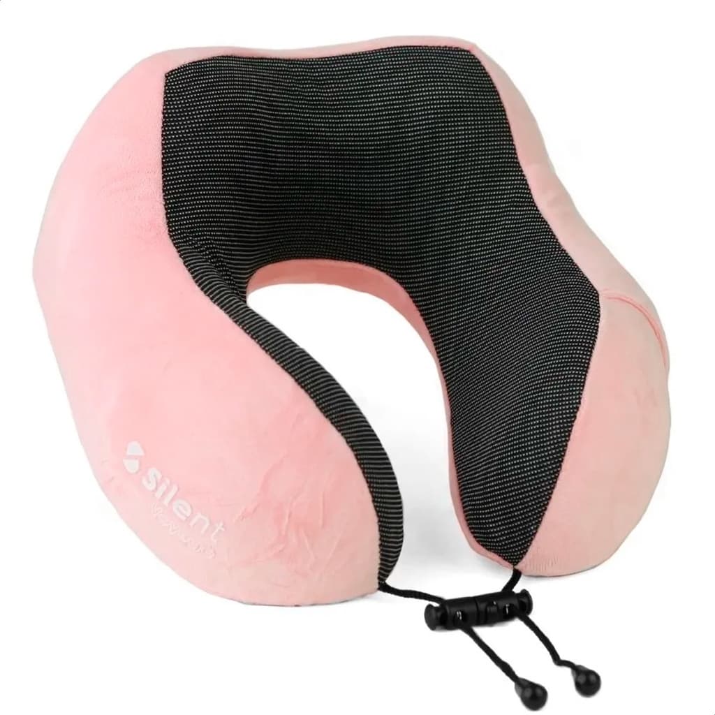 Travesseiro de Pescoço para Viagem Memory Foam Ergonômico Almofada Cervical Confortável Silent | ROSA