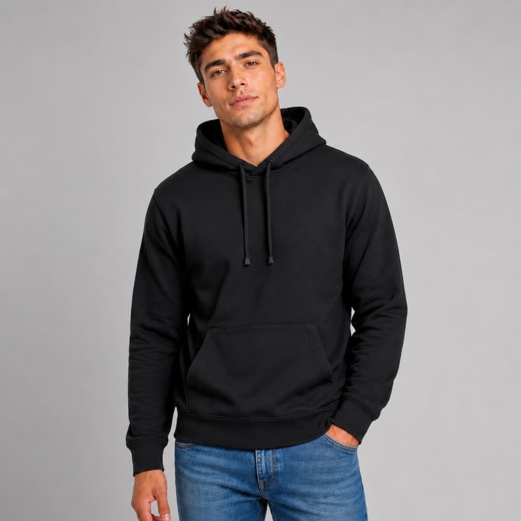 Moletom Canguru Masculino Sem Estampa Blusa de Frio Flanelada Com Capuz e Bolso