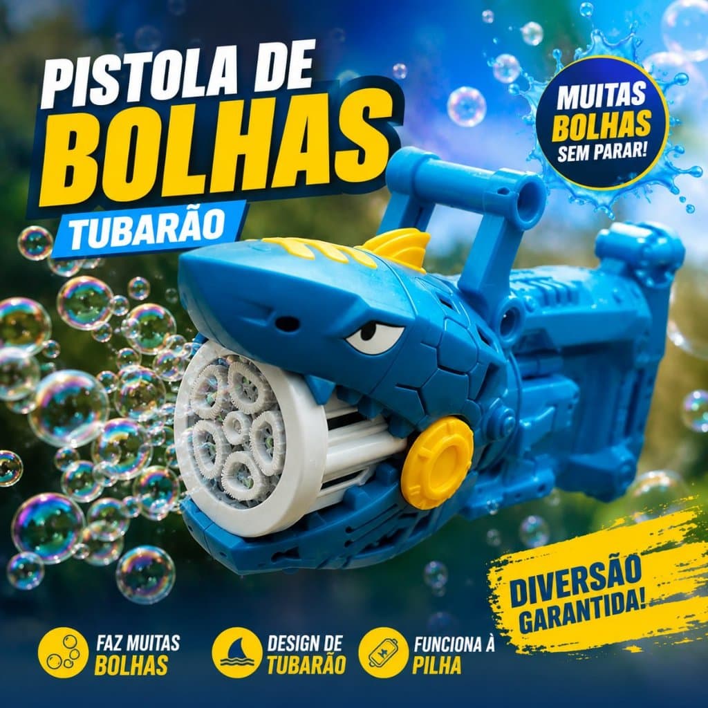 Lançador de Bolhas de Sabão Tubarão Infantil Automática produz 10.000 bolhas em apenas 5 minutosBrinquedo com Líquid