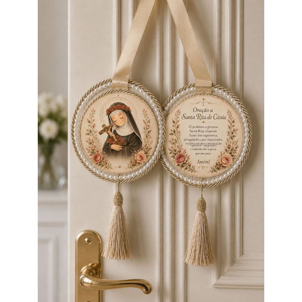 Escapulário de Porta Santa Rita de Cassia Proteção para o Lar Religioso Decoração