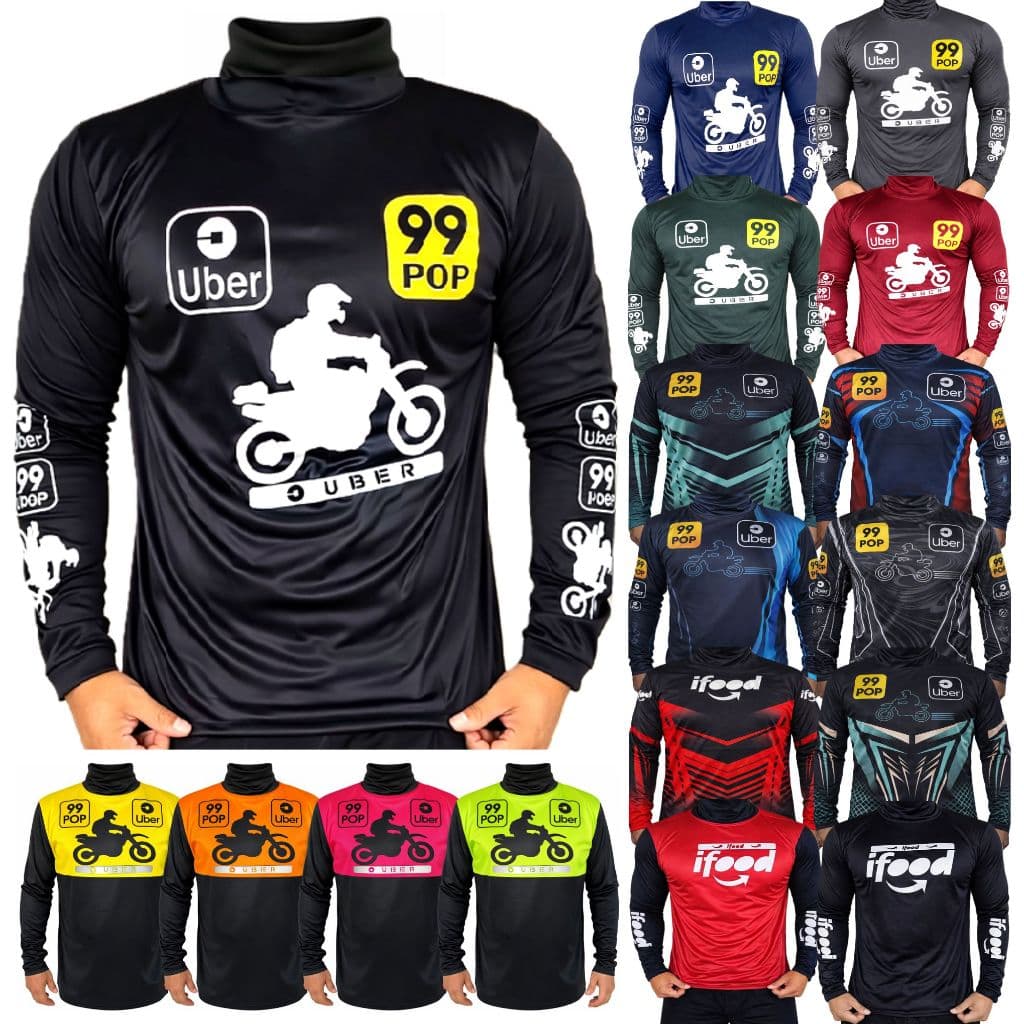 Blusa Motoboy Uber 99 Camisa Manga Longa Gola Alta Entregador Aplicativo Ifood