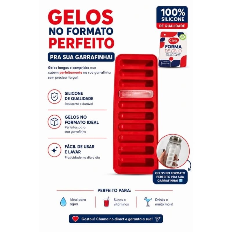 Forma de Gelo Silicone em Bastão para Garrafa Silicone Flexível