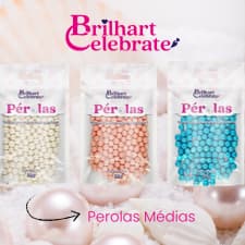 Confeito Pérolas com e sem Glitter Brilhart Celebrate 50g - Decoração Premium de Doces e Bolos