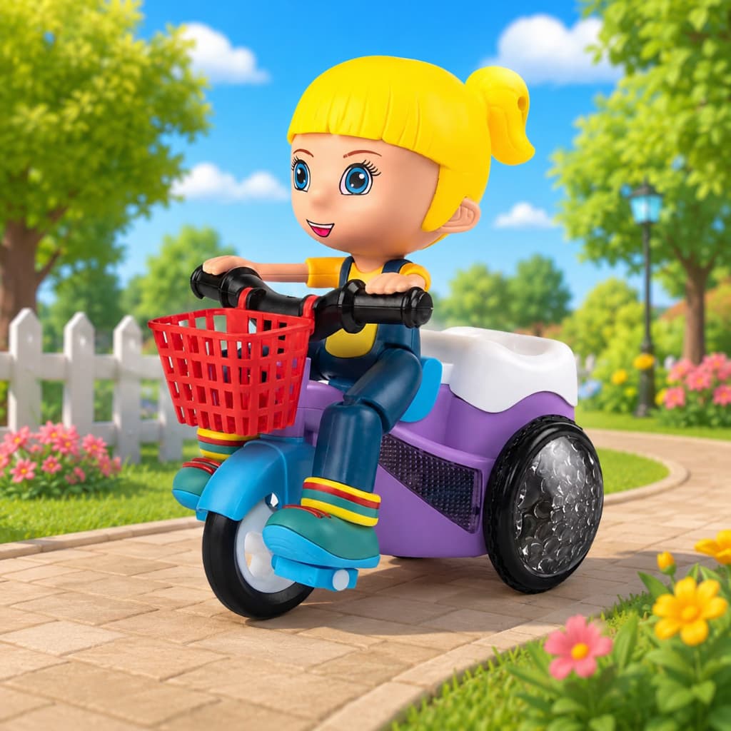 Brinquedo Motoqueiro Triciclo Empina e Gira 360 MENINO ou MENINA