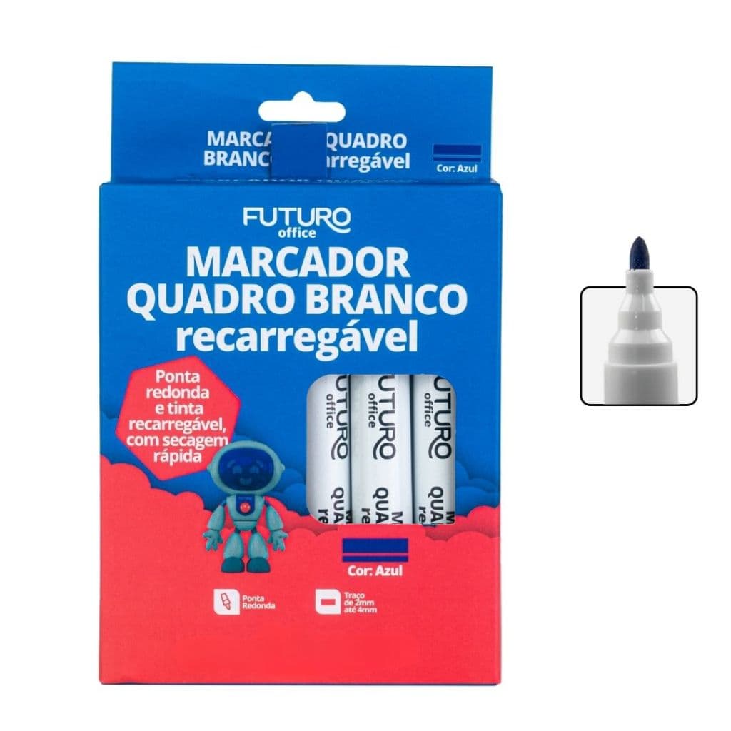 Kit 15 Marcador Canetão Quadro Branco Recarregável Econômico Cores Variadas Azul Preto Vermelho