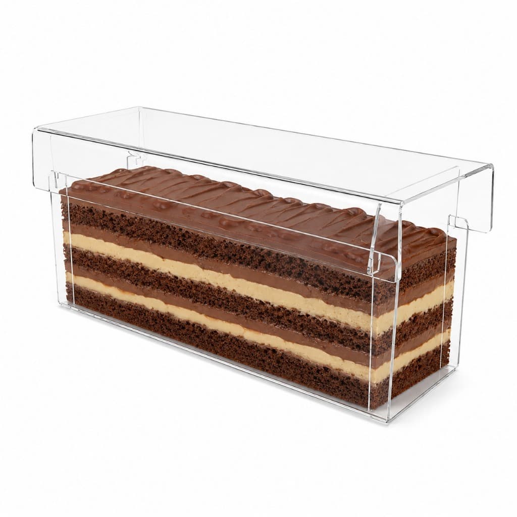 Forma Slice Cake Acrílico 30x10x10 Molde Para Bolo Em Fatia Confeitaria Com Tampas e Espátula
