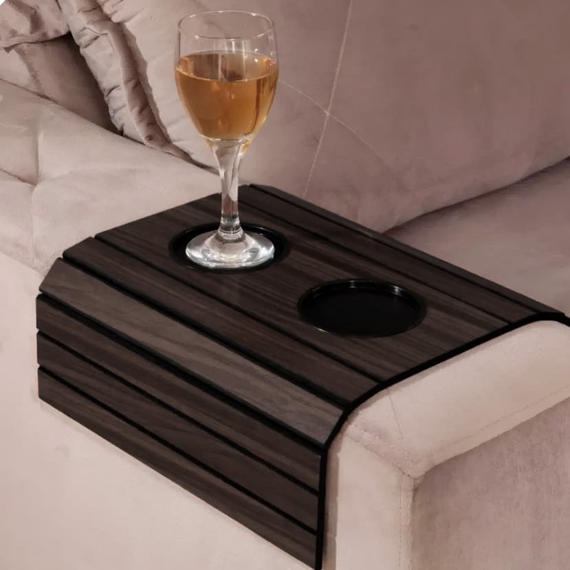 Esteira Suporte de Copos Taça para Sofá em MDF Porta Copos Braço Sofá Decorativo