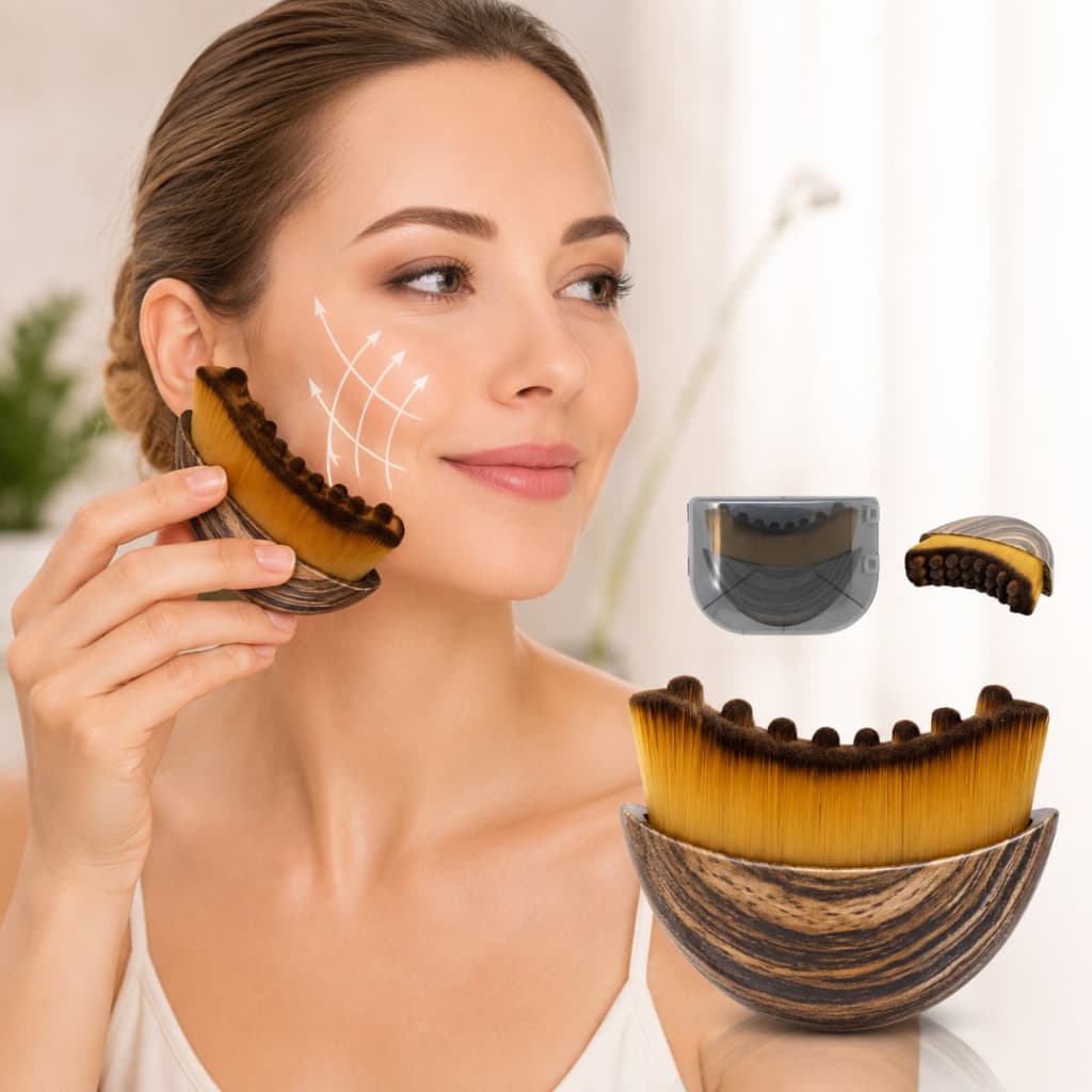 Escova Facial Drenagem Linfática Massageador Contorno Rosto e Mandíbula
