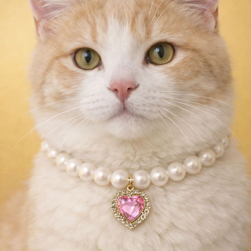 Colar pet gato e cachorro pérola com coração