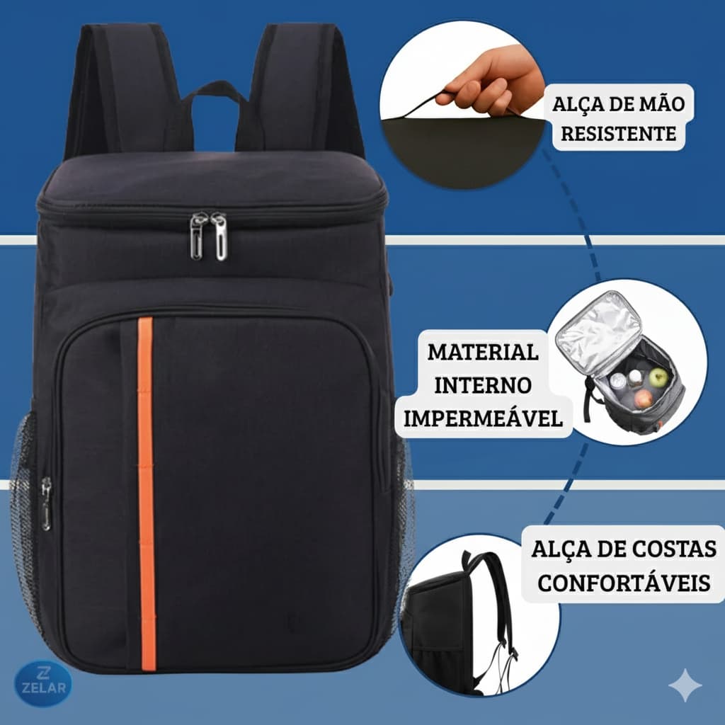Mochila Térmica Cooler Capacidade Impermeável Portátil Piquenique Quente Frio