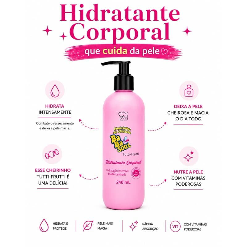 Hidratante Corporal com Cheirinho de Chiclete - Hidratante Corporal - Soul Cosméticos