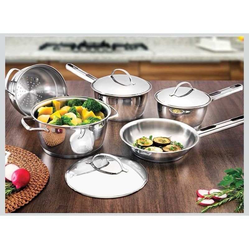 Tramontina Jogo De Panelas Allegra Aço Inox 5 Peças Fundo Triplo + Pegador De Massa Original