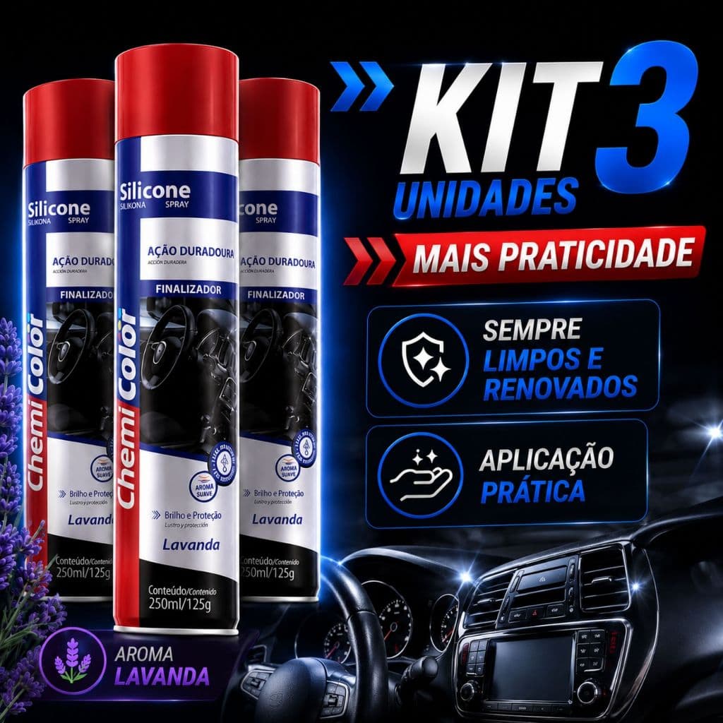 Silicone Spray Lavanda Finalizador Automotivo 250ml Brilho E Proteção Ação Duradoura Chemicolor