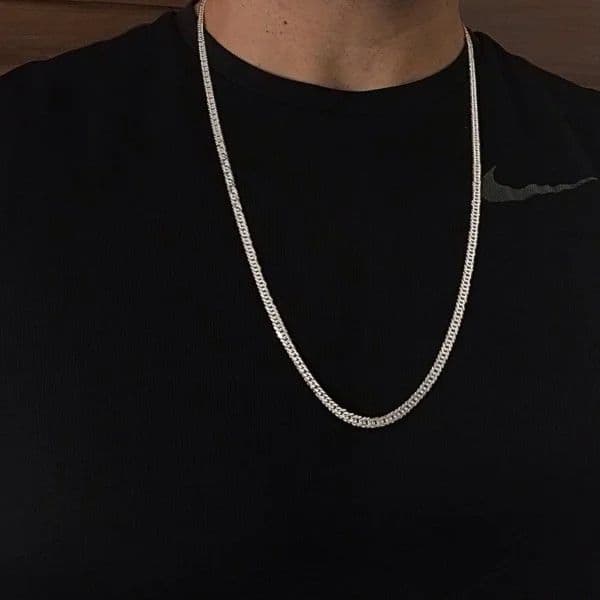 Corrente Elo Duplo Gourmet 4mm Prata Mista Masculina Premium