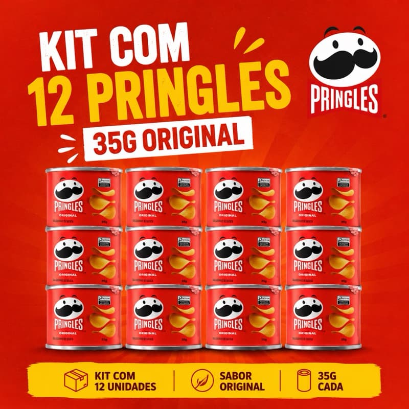 Kit 12 Mini Pringles Original 35g Batata Importada Snack Crocante Lanche Prático