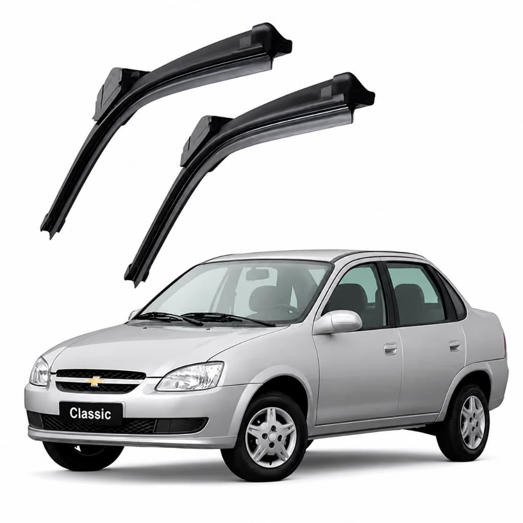 Par Palhetas Limpador Parabrisa Chevrolet Classic Dianteiro Silicone Premium