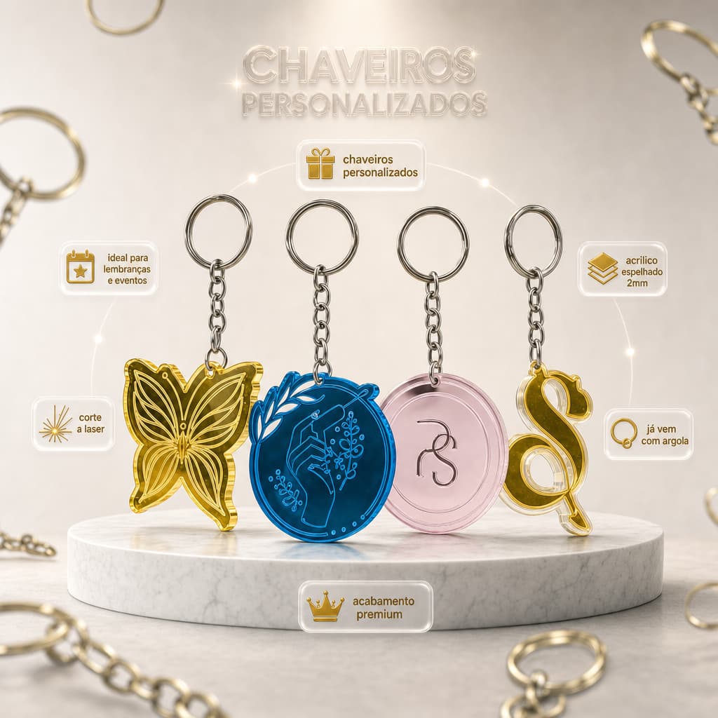 Chaveiros Personalizados em Acrílico Ideal para Brindes e Eventos Lembranças