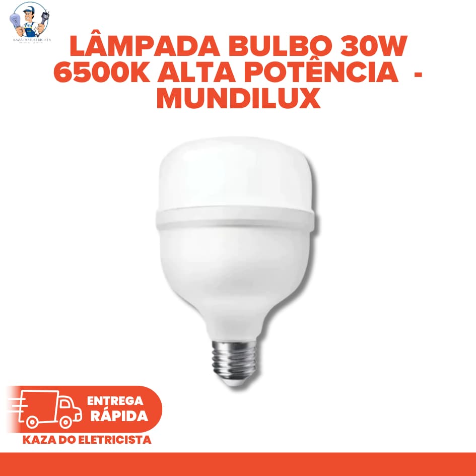 KIT C/10 Lâmpada LED Bulbo Alta Potência 30W 6500K Luz Branca Fria 00114 – Mundilux 2.400 lúmens