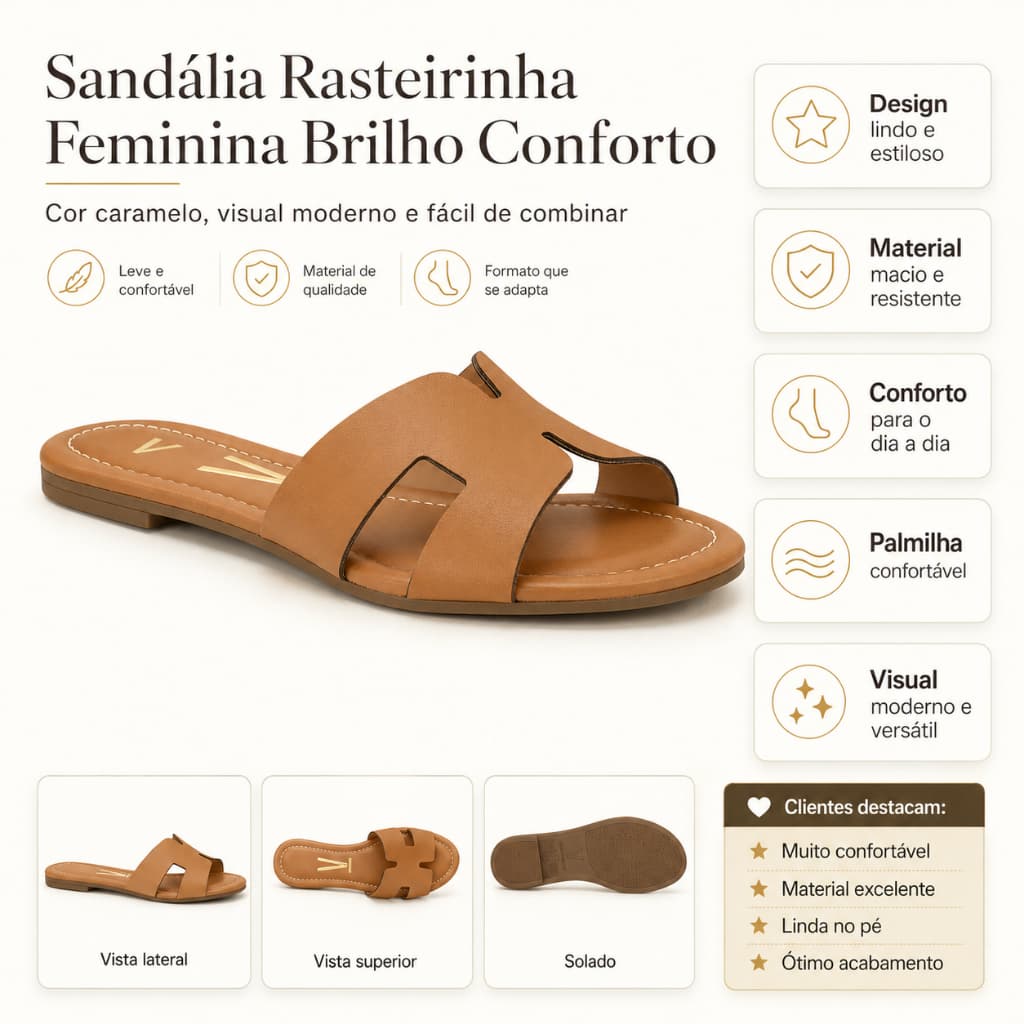 Sandália Rasteirinha Feminina Brilho Conforto Original Vizzano 6371.367
