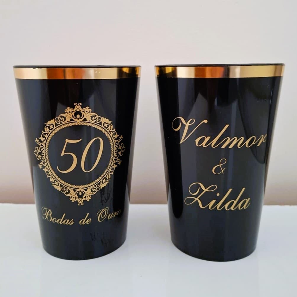 50 Copos Caldereta 400 ml Acrílico Personalizados com ou sem Borda Metalizada