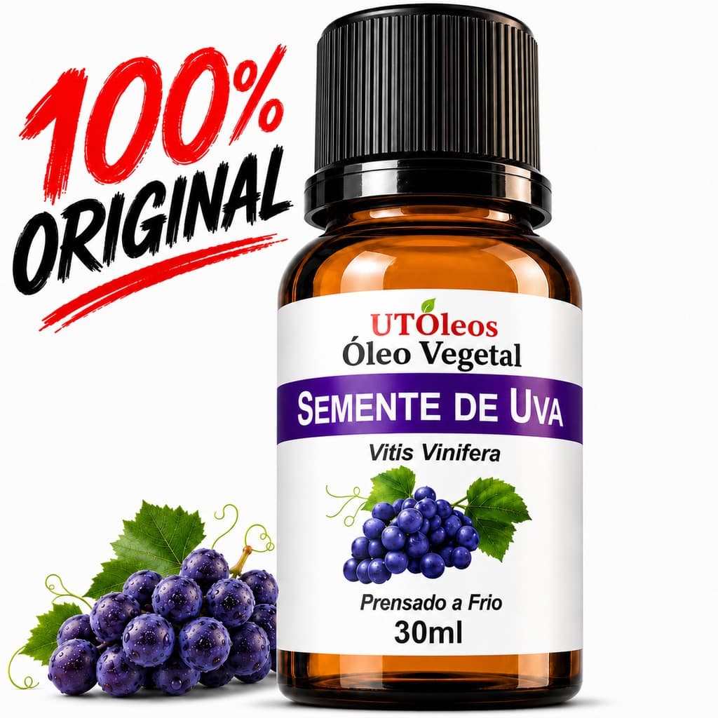 Óleo Vegetal de Sement de Uva 30mL | Hidratante, Anti Estrias e Rejuvenecedor - 100% Natural e Puro