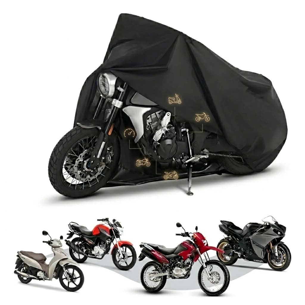 Capa de Moto Impermeável com Forro Protetor Couro Ecológico - Pronta Entrega Brasil