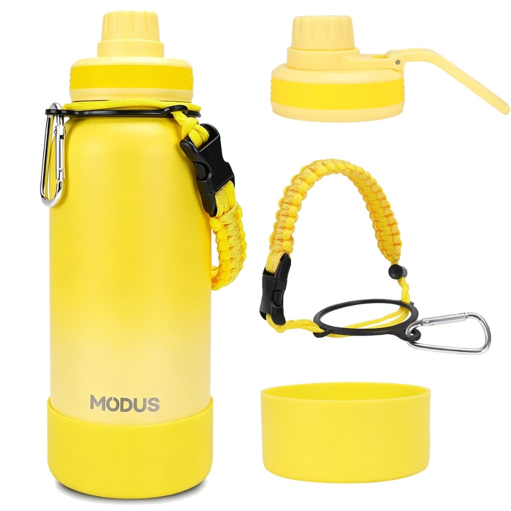 MODUS Garrafa Térmica De Água Isolada 1000ml De Aço Inox Com Alça e Base Emborrachada Anti Derrapante