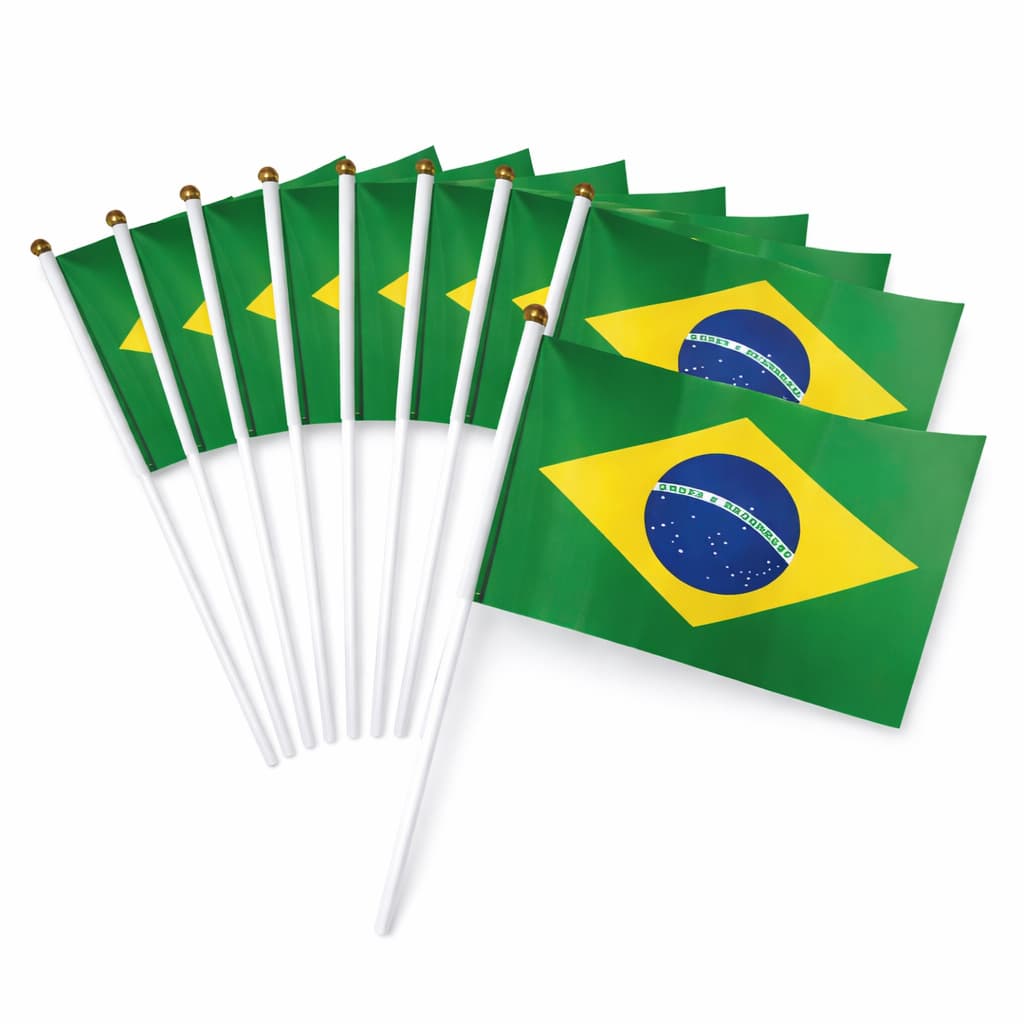 Kit 6/12 Mini Bandeirinha De Mão Bandeira Do Brasil Copa Do Mundo Torcedor