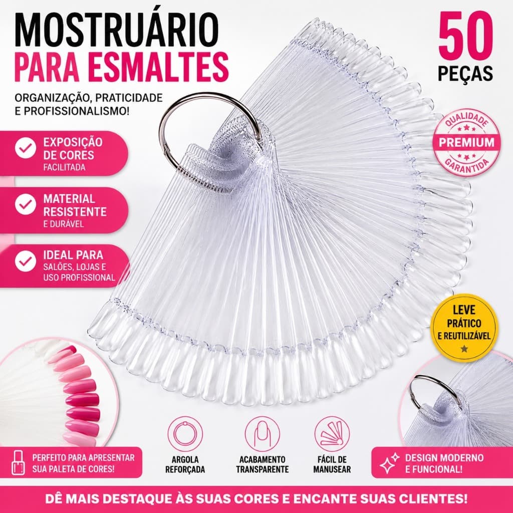 Mostruário De Unhas Amendoas Transparente/natural Extra Longo Pacote Com 50 unidades