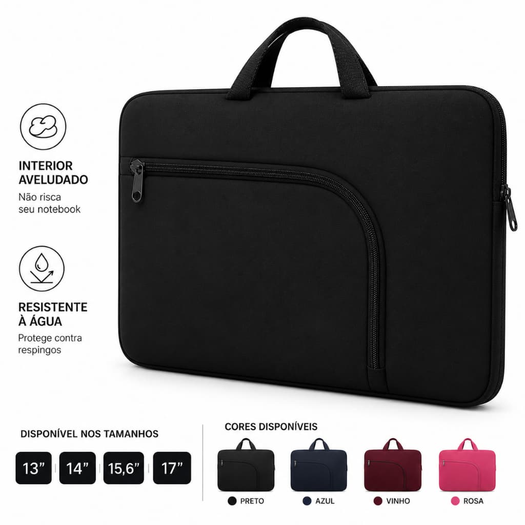 Capa Notebook Case Maleta Neoprene de 13 a 15.6  Polegadas Protetora Universal