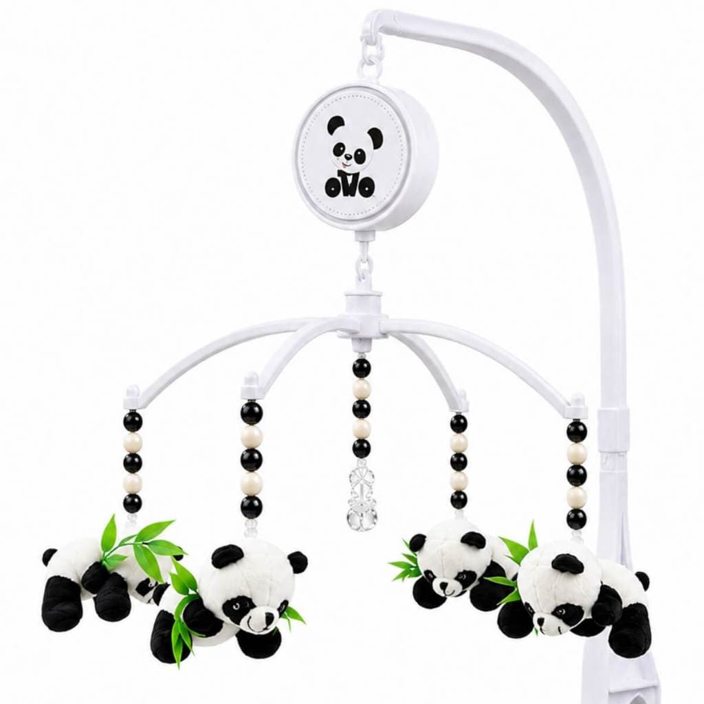 Móbile para Berço Bebê Musical E Giratório Urso Panda Decoração Berço do Bebê