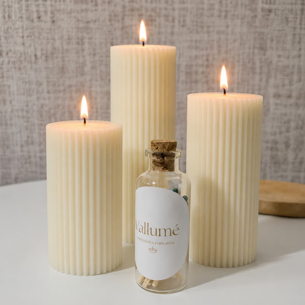 Kit 3 Velas Decorativas Aromáticas Vallumé | Velas Escultura Minimalistas para Decoração, para Sala, Quarto e Presentes